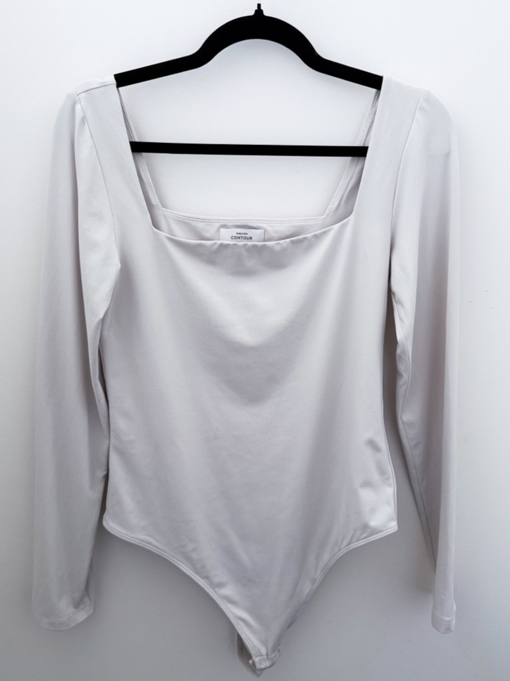 Aritzia Babaton Contour Bodysuit L Ecru Square Neck Long Sleeve